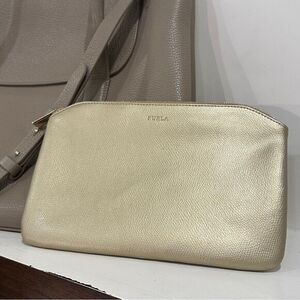 Furla Gold Cosmetic Bag Elegant Design